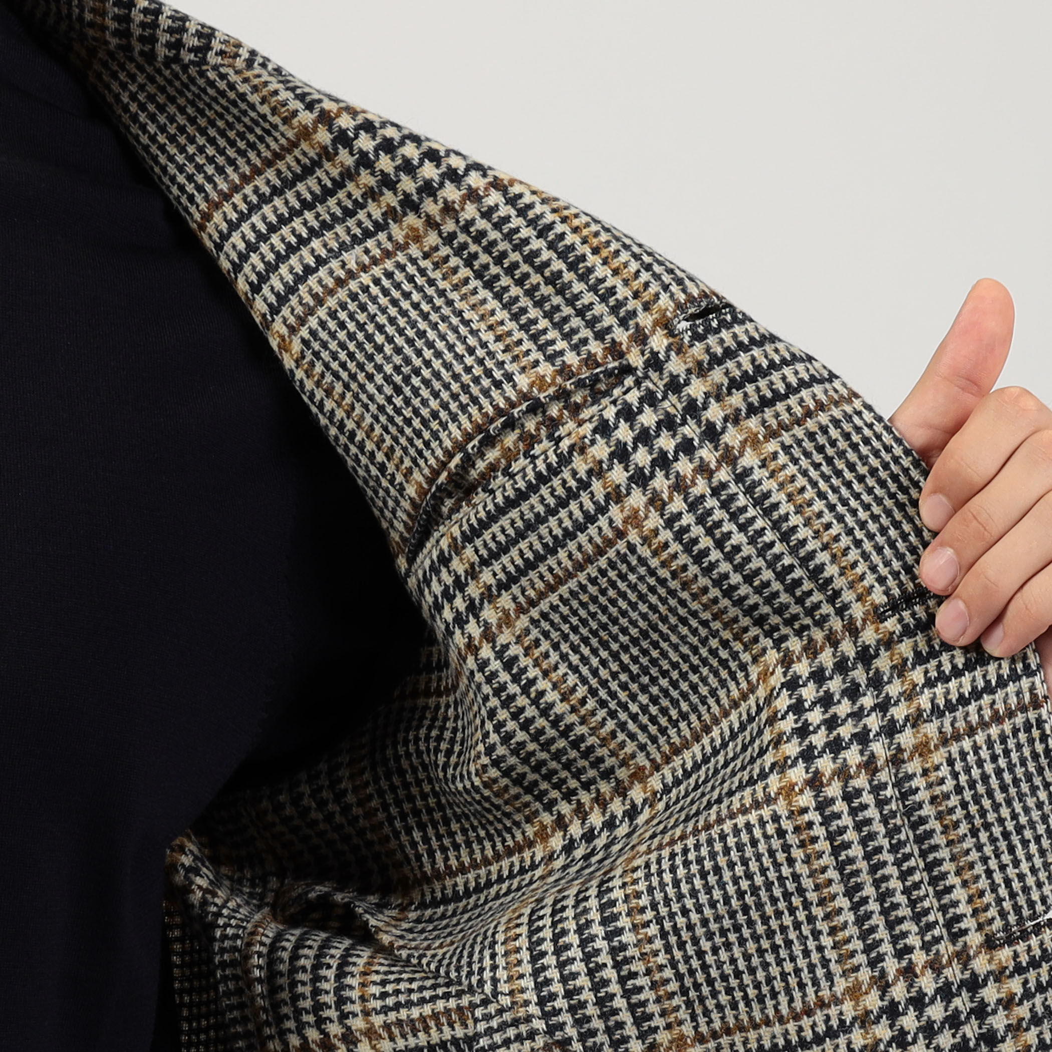 別注】CARUSO ウールグレンチェック ショートブルゾン