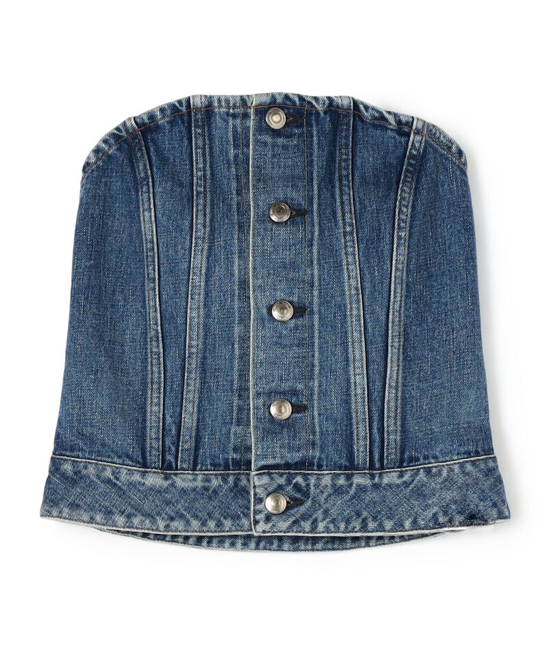 HYKE DENIM STRAPLESS TOP