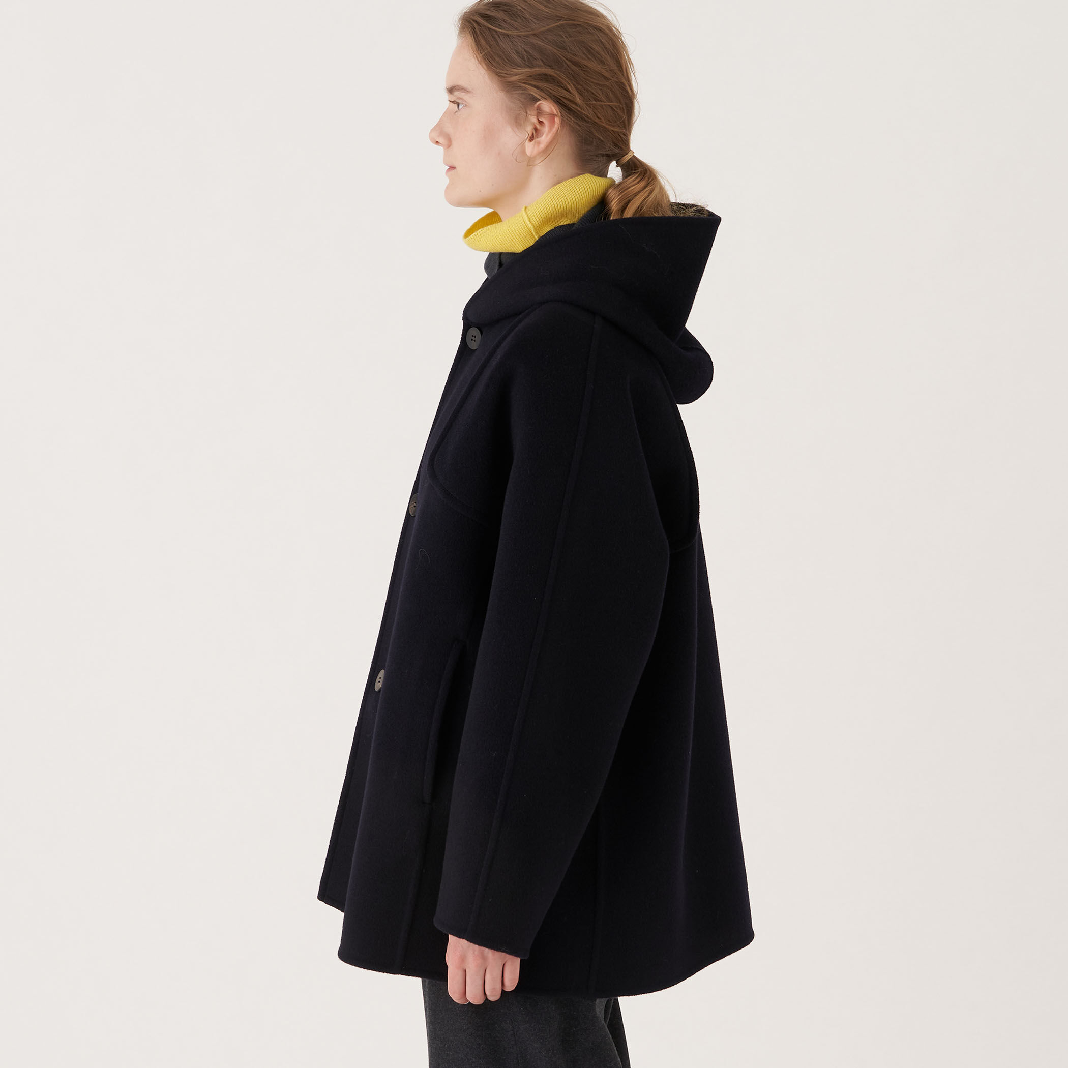 ウールカシミヤダブルフェイス フーデットコート