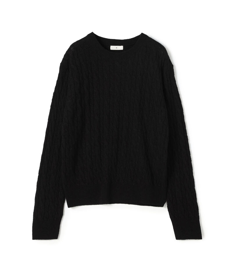 カシミヤシルク ケーブルニットプルオーバー
