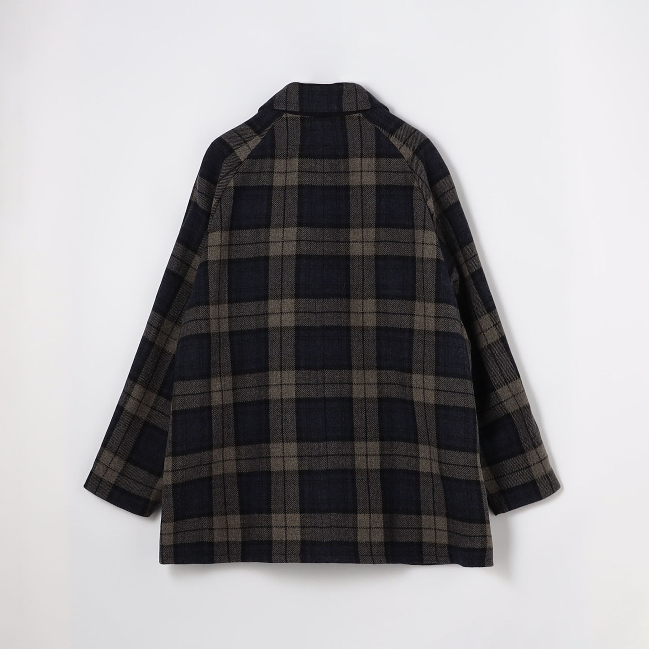 タータンウールツイード ステンカラーコート｜トゥモローランド