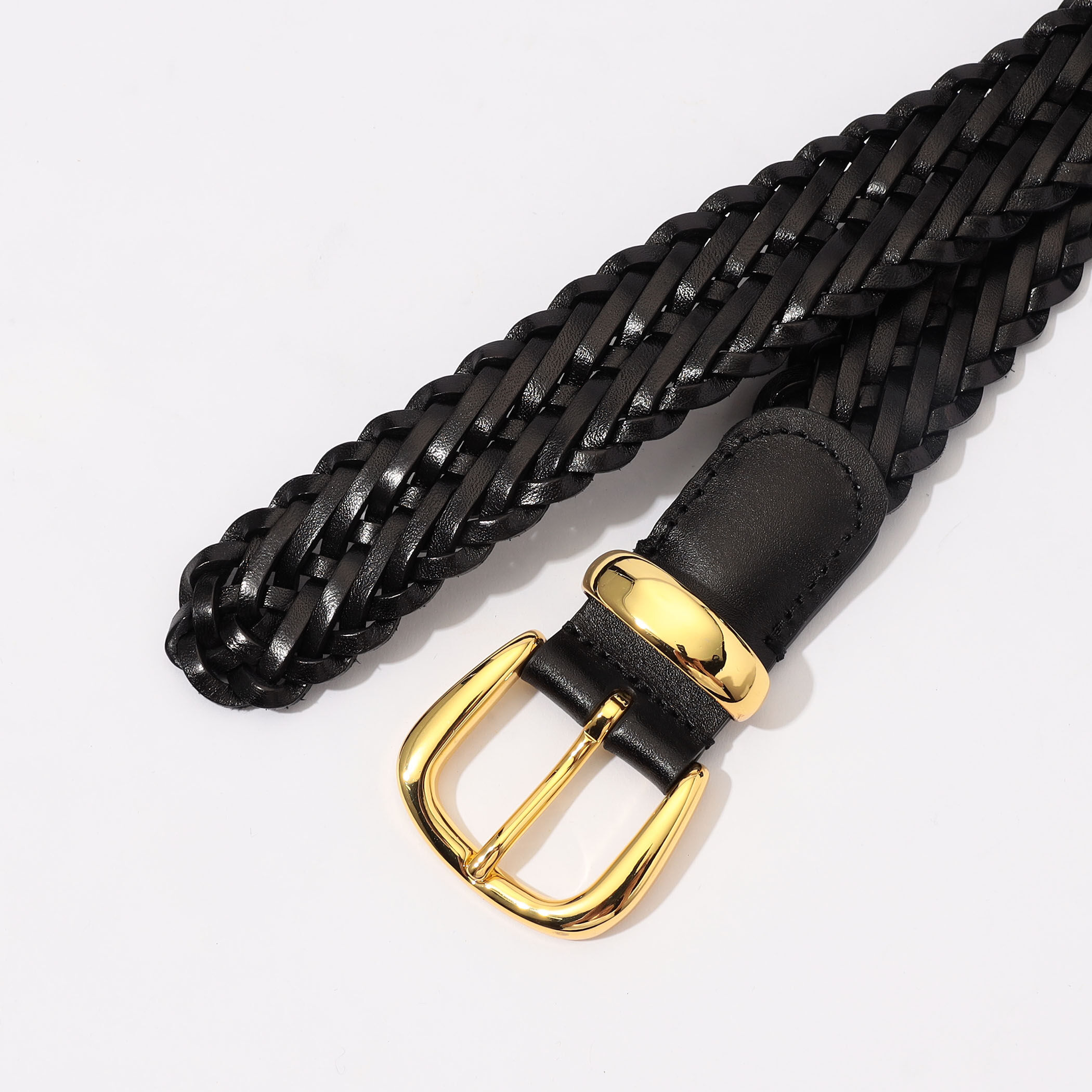 Andeson's ゴールドバックル レザーメッシュベルト