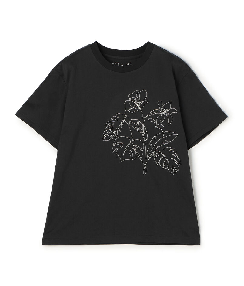 ボタニカルエンブロイダリー ハーフスリーブTシャツ