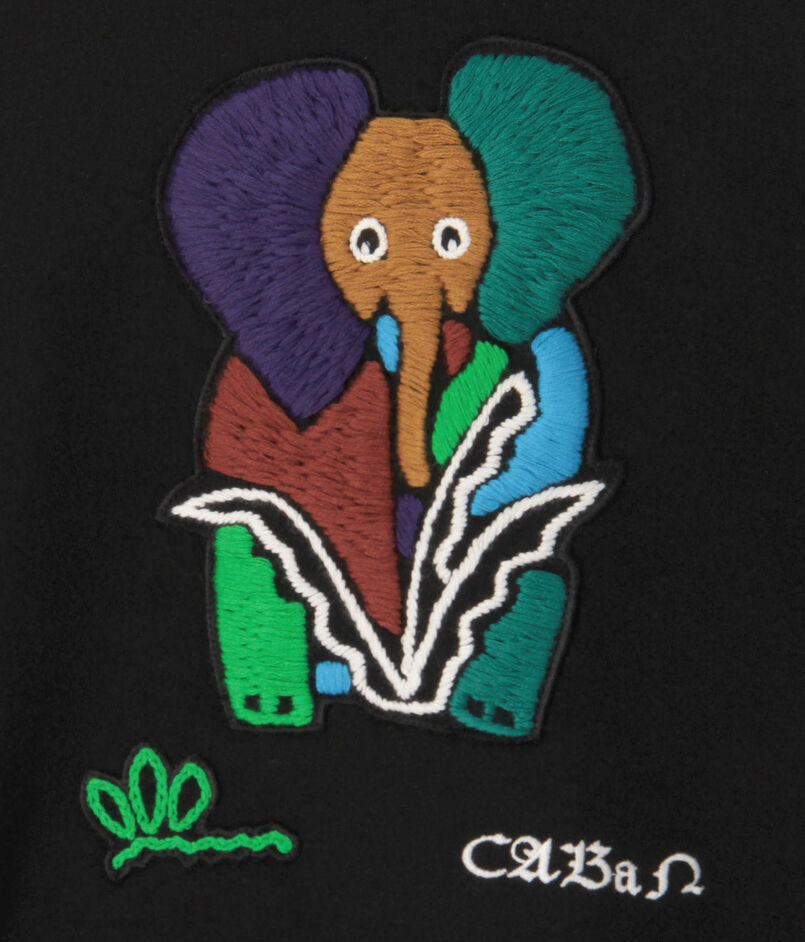 CABaN コットンカシミヤ Elephantエンブロイダリークルーネックプル 