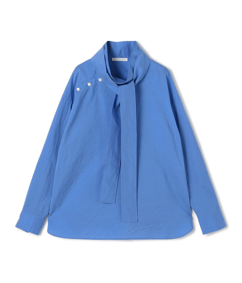 コットンシルクブロード スタンドカラータイシャツ