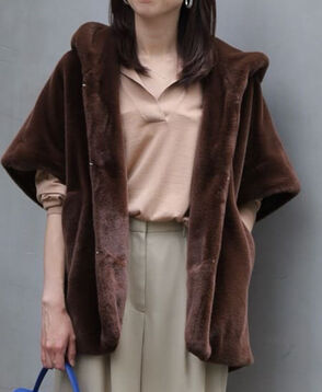 スムースファー フーディーポンチョ