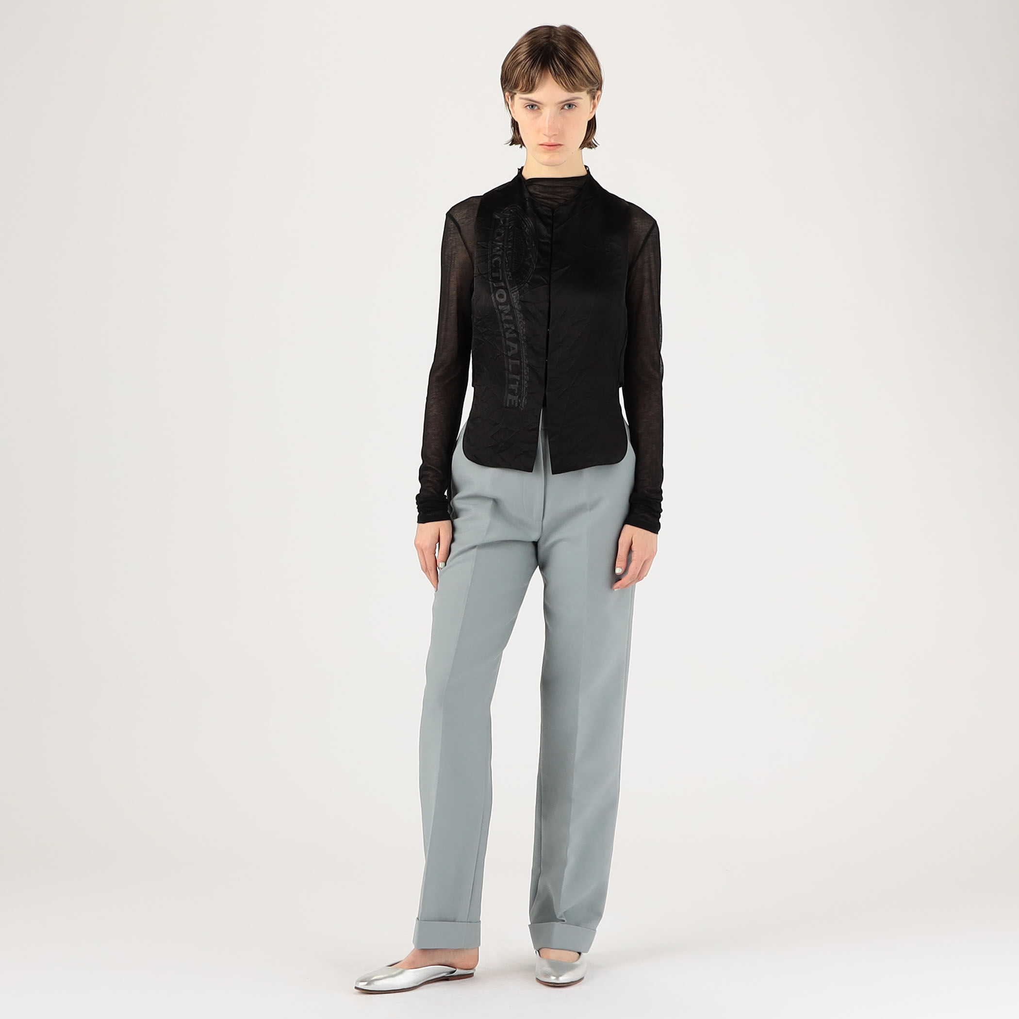 経堂) フォトコピュー PHOTOCOPIEU バックオープン ブラウス BACK OPEN BLOUSE サイズ38 ブラック 231SYL 23SS PHOTOCOPIEU OPEN BACK BLOUSE リネンシルク オープンバック