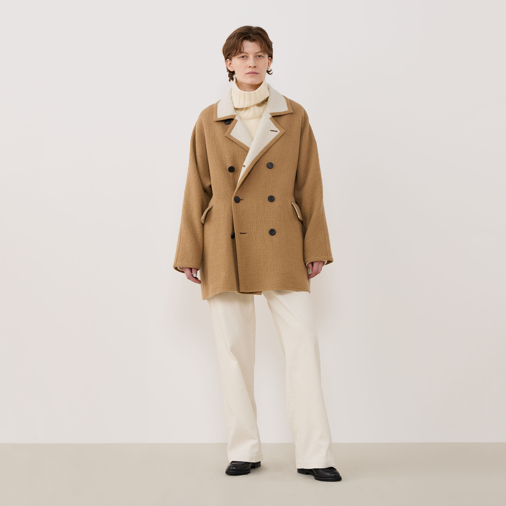 シープライクダブルフェイス ドルマンスリーブコート