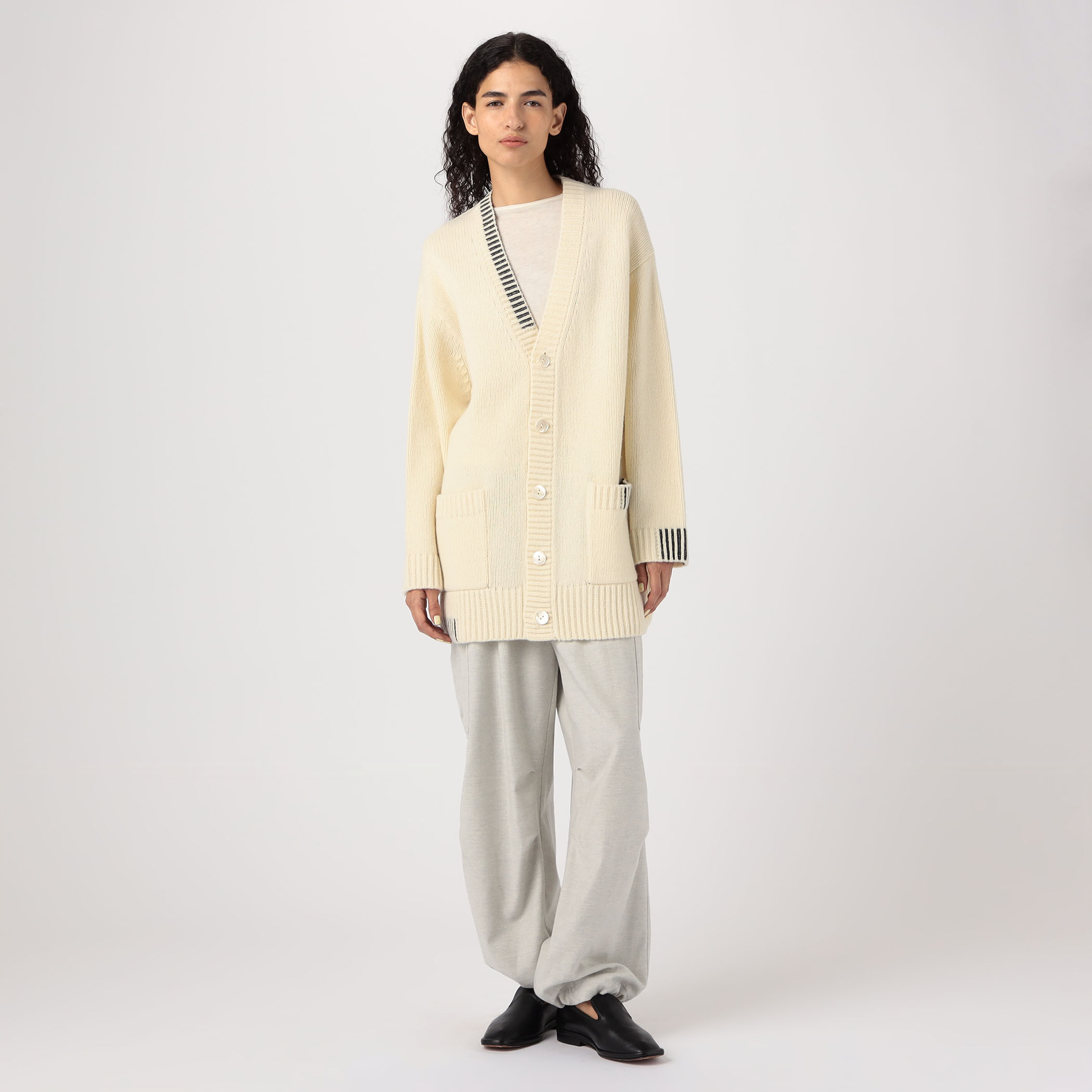 パーシャルストライプ Vネックカーディガン｜トゥモローランド 公式通販