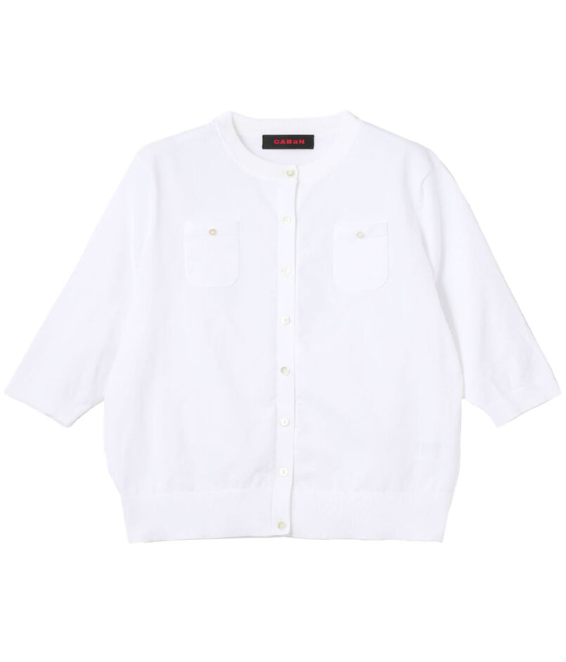 CABaN ファインポリエステル ハーフスリーブポケットカーディガン  