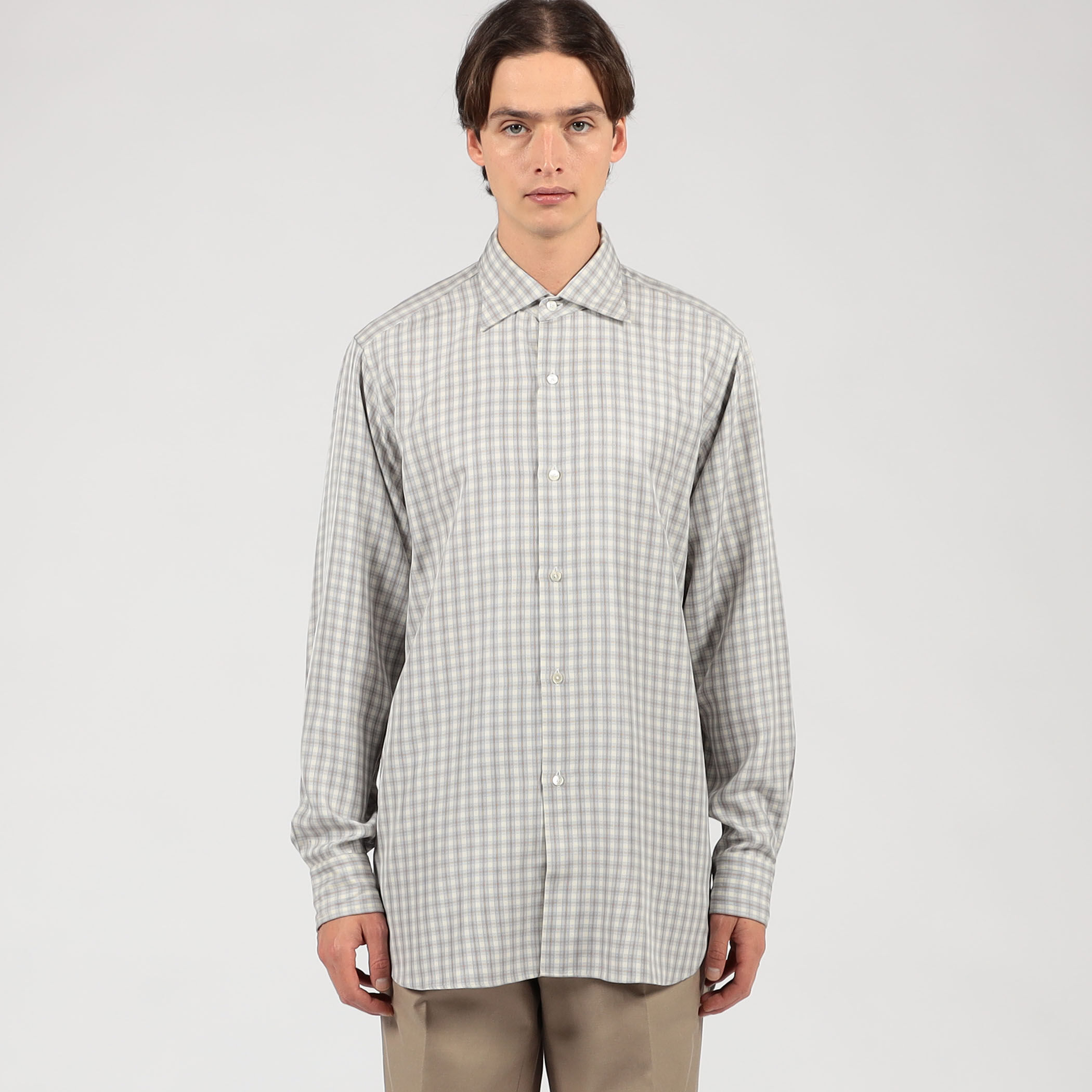 MAATEE&SONS LYAN シルクチェック ロングスリーブシャツ