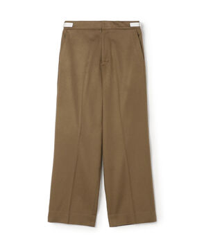 ウールカシミヤ レザーベルトストレートパンツ