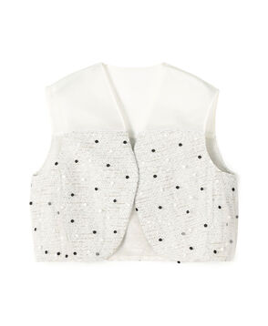 ラッピングツイード Vカラーショートジレ