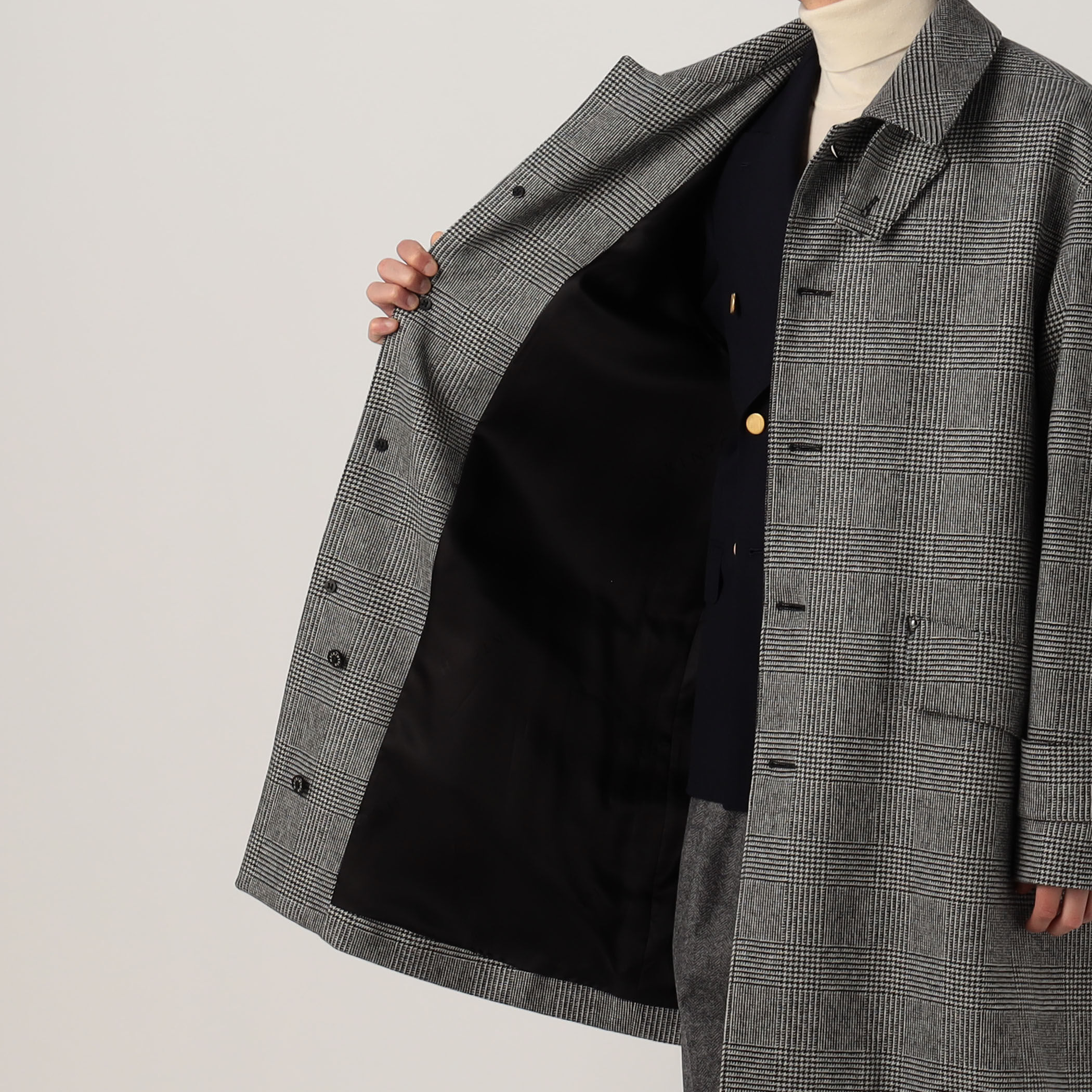 MACKINTOSH HUMBIE ウールグレンチェック ステンカラーコート