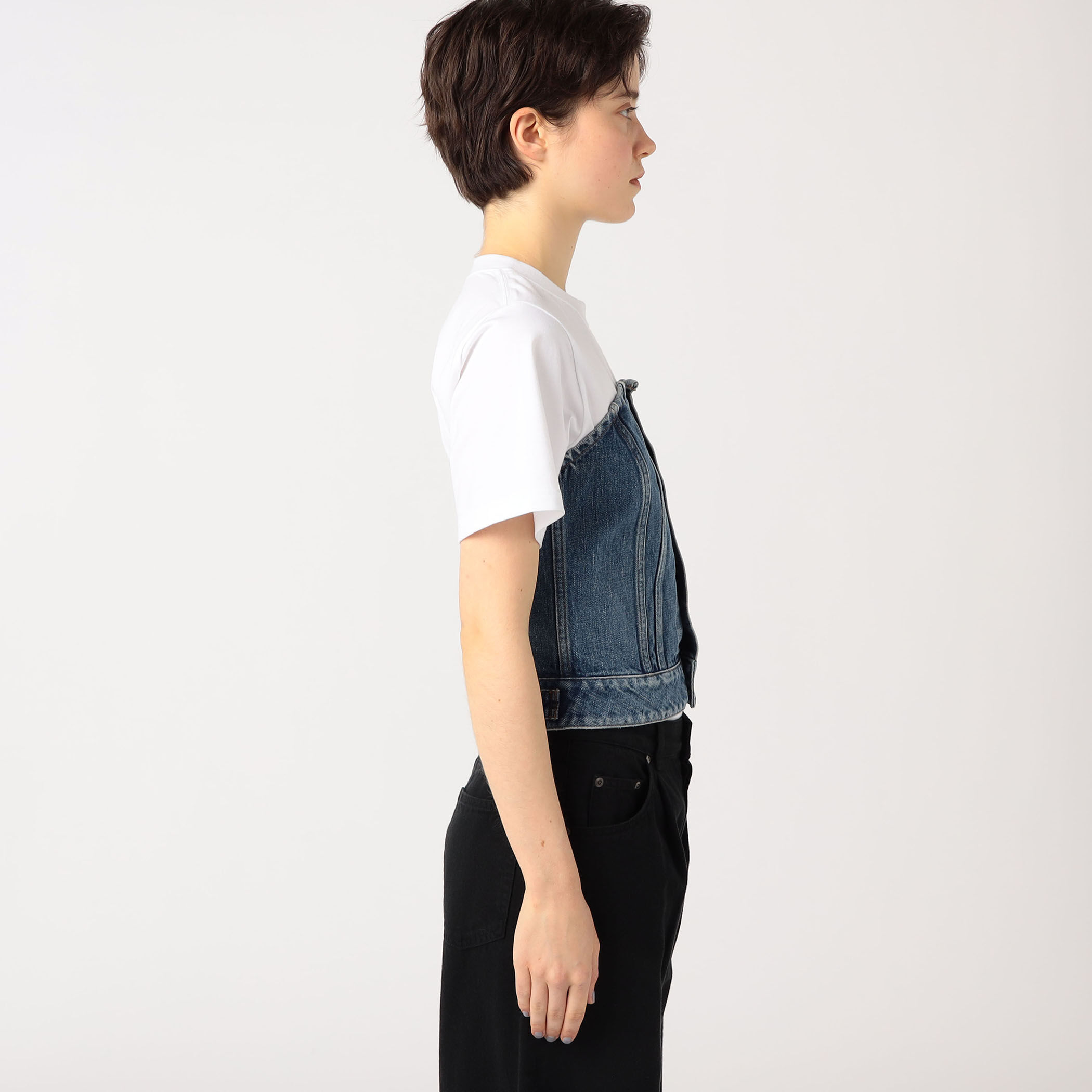 HYKE TWILL STRAPLESS TOPとブラックデニムタイトスカート DENIM STRAPLESS TOP – HYKE ONLINE STORE