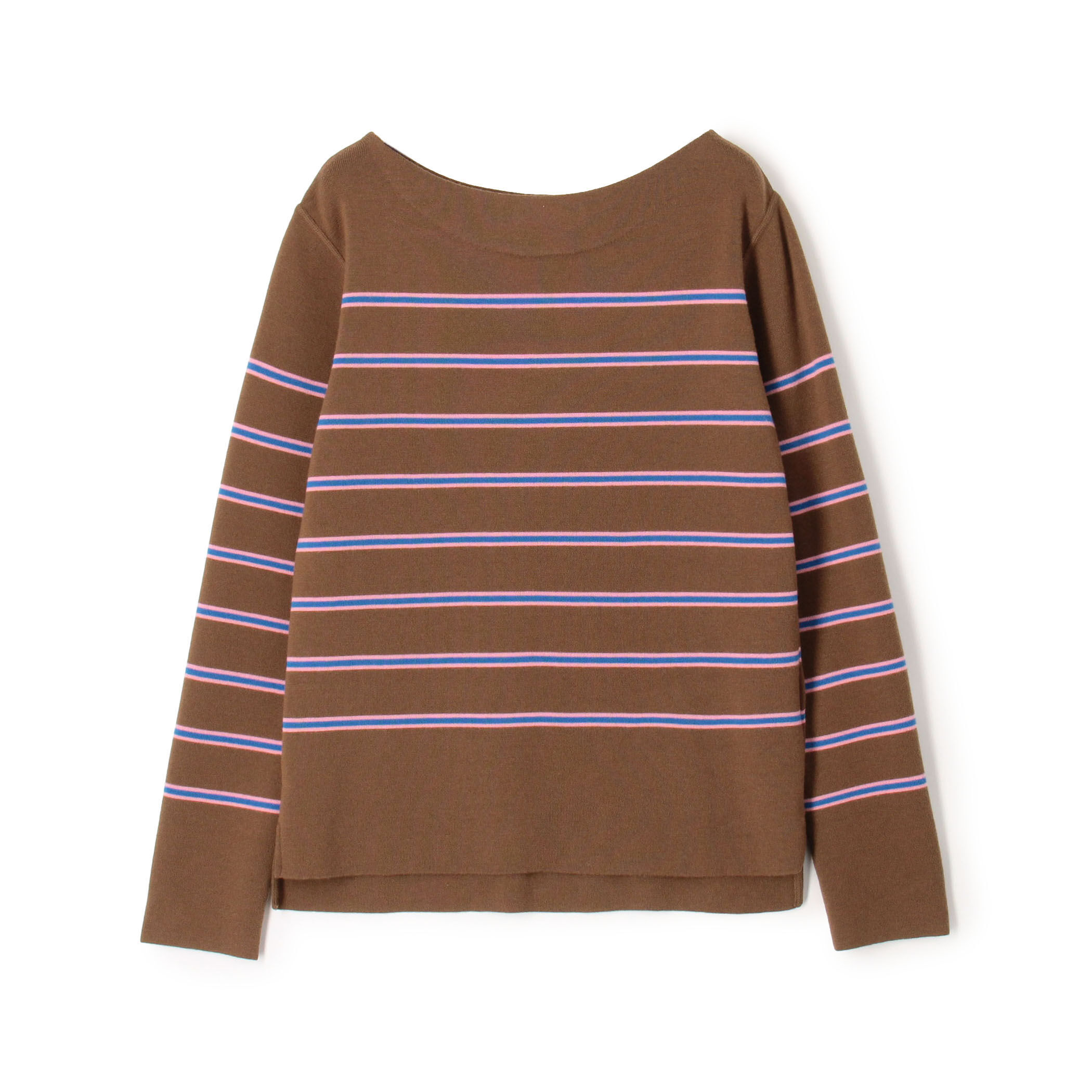 ウールナイロンボーダー ボートネックプルオーバー｜トゥモローランド