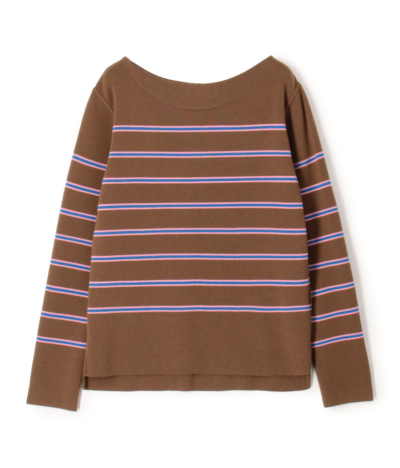 ウールナイロンボーダー ボートネックプルオーバー