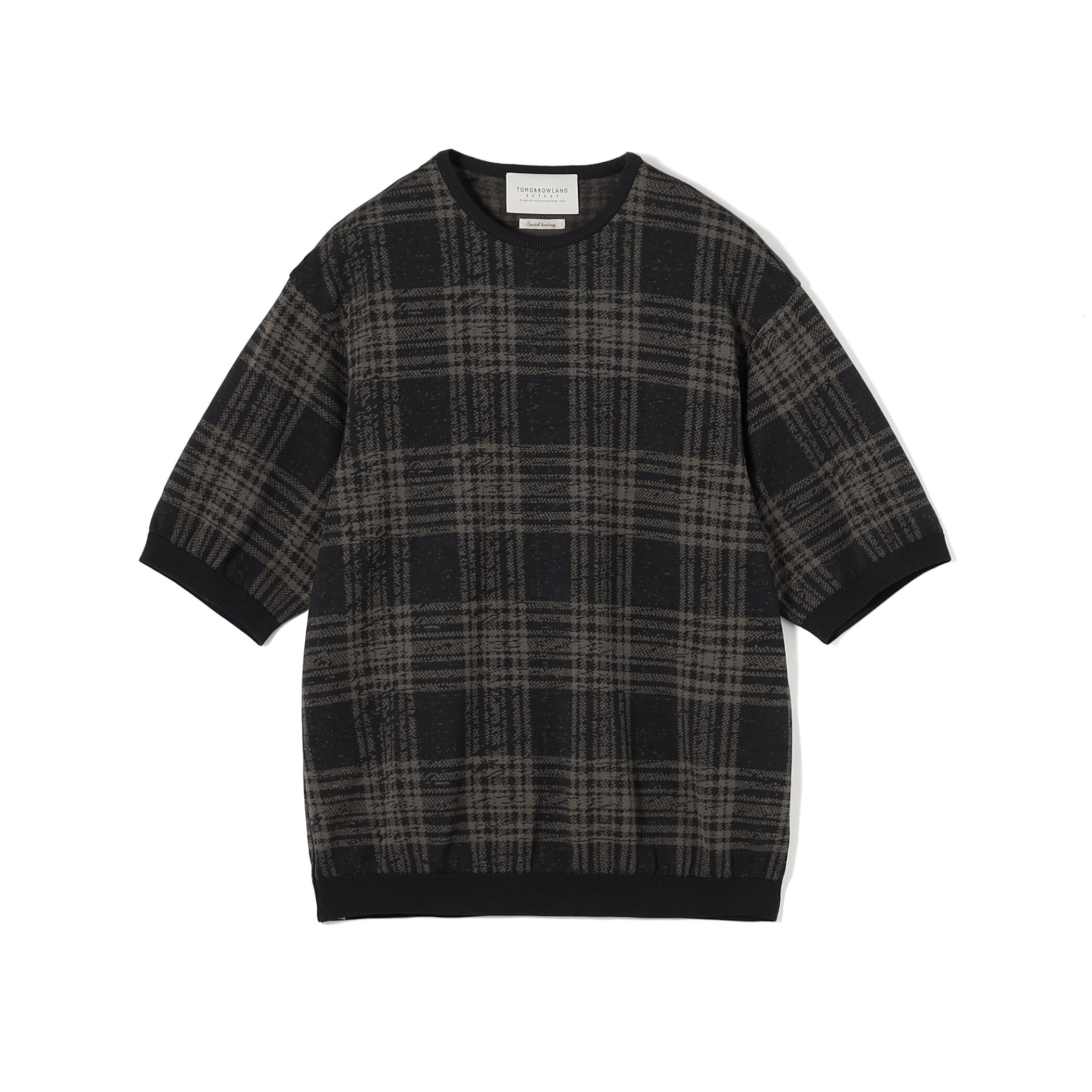 バリートゥモロー 22g TOMORROWLAND tricot チェック柄 コットンハーフスリーブ ニット