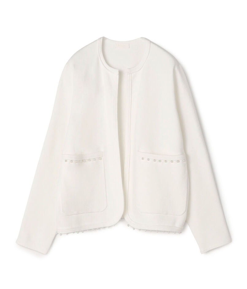 パンチングパール クルーネックカーディガン