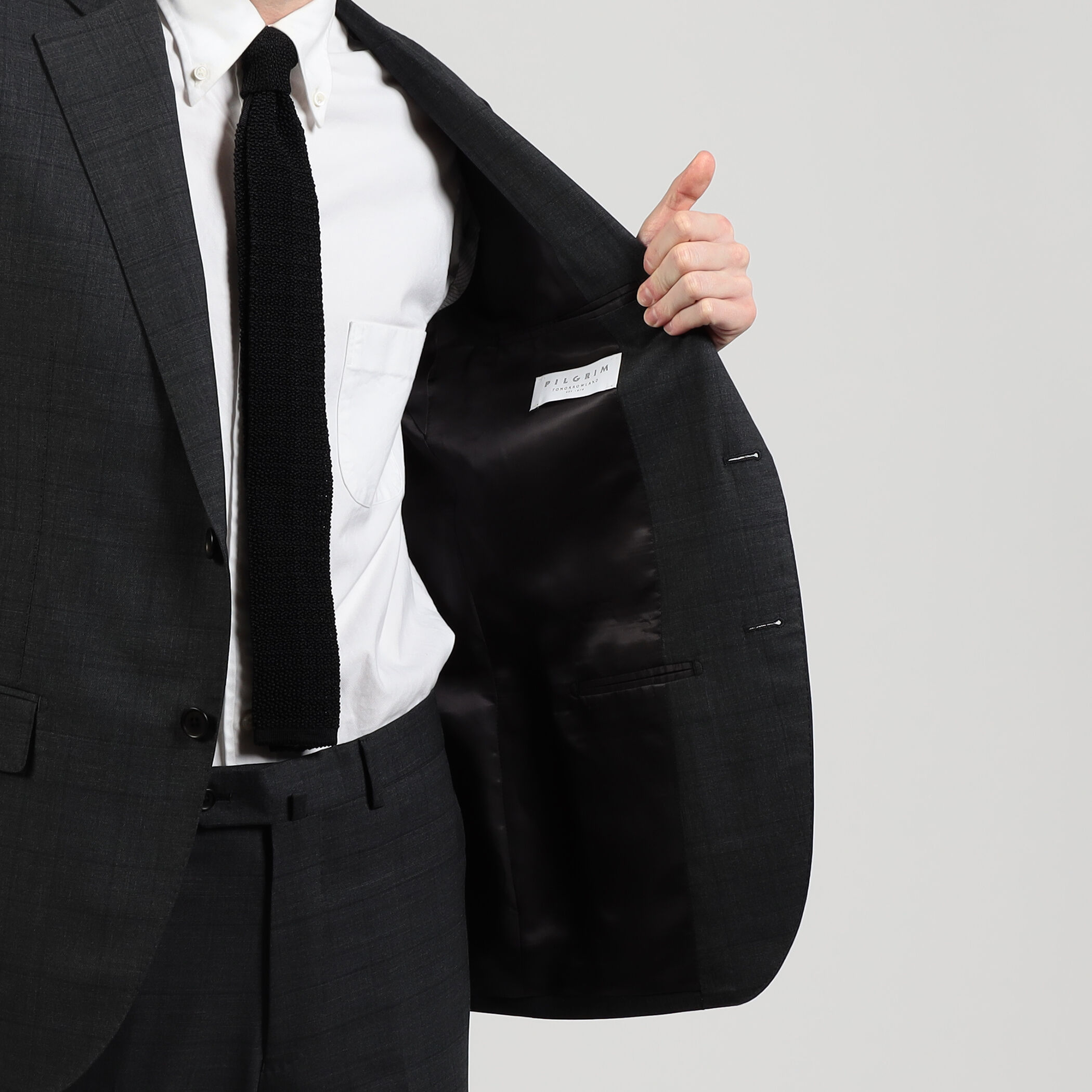 Super150'sウール グレンチェック シングルブレステッド2Bスーツ