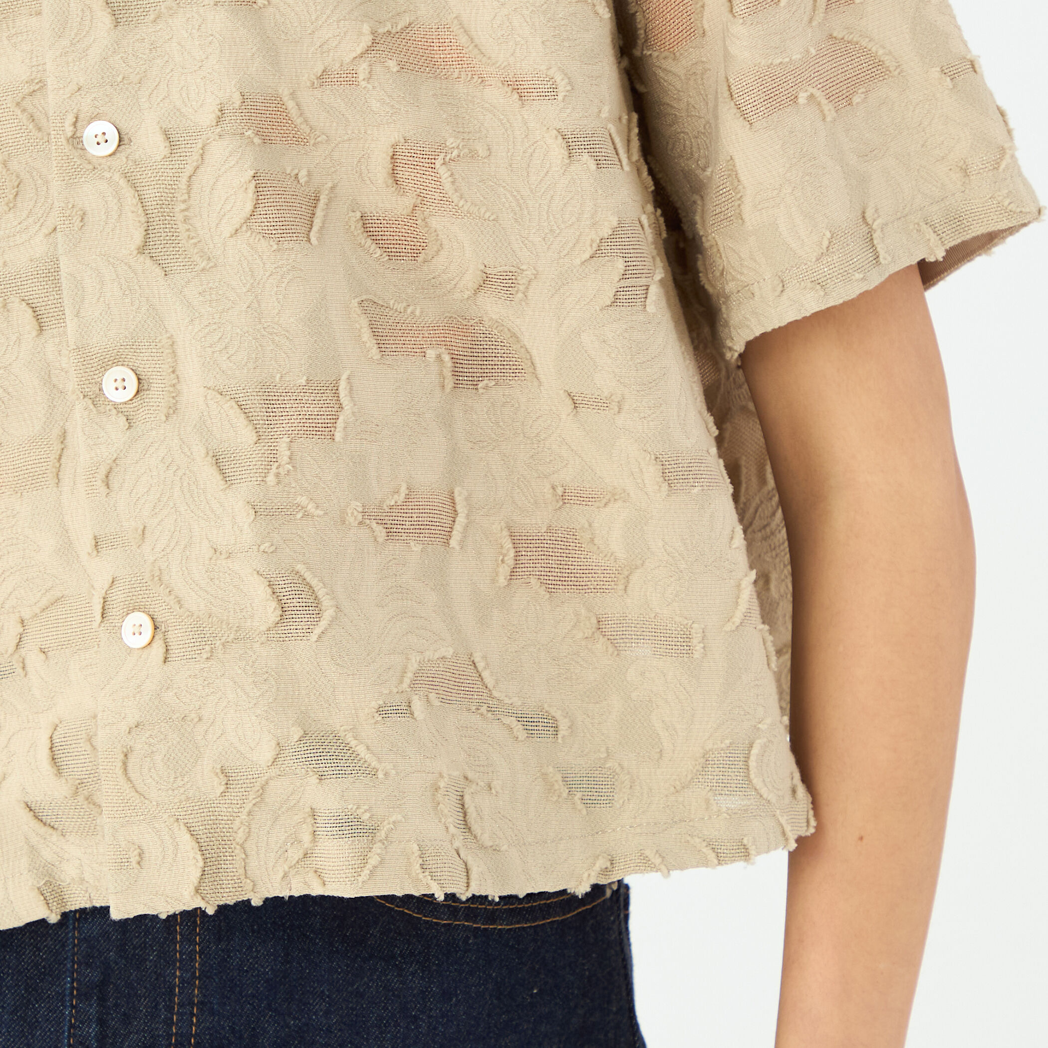 seyto ジャガードレースメッシュハーフスリーブシャツ シャツ Jaguard lace mesh half sleeve shirt / ジャガード