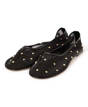 DEAR FRANCES バラ スタッズド メッシュ バレエ シューズ