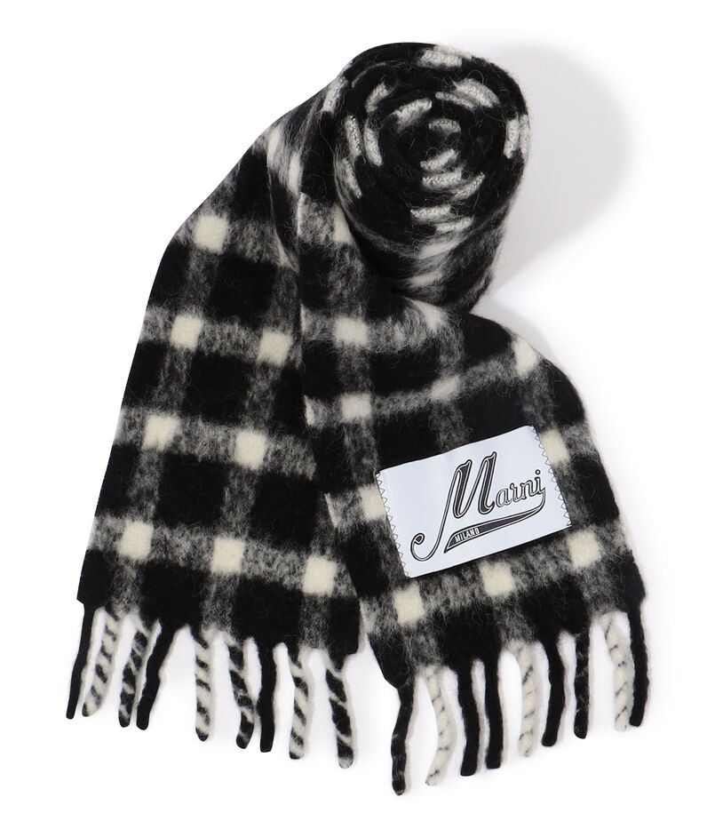 ■MARNI アルパカブラックチェック マフラー