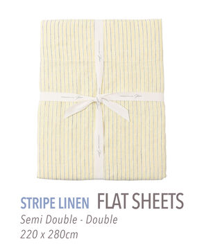 ストライプリネン フラットシーツ（セミダブル～ダブル）