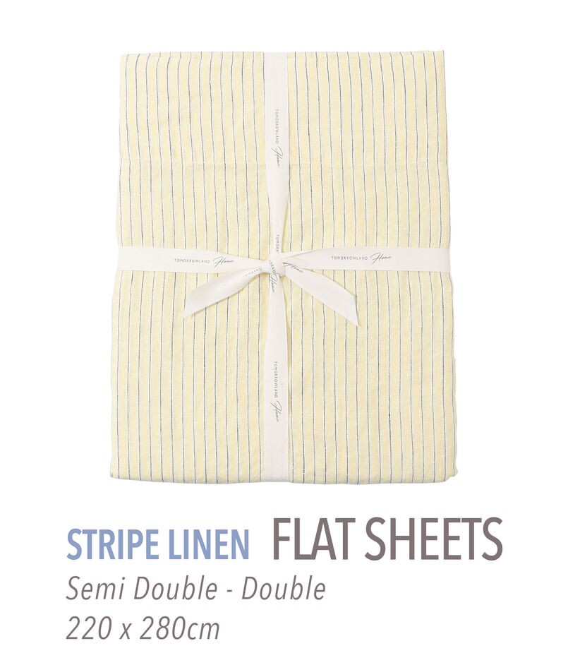 ストライプリネン フラットシーツ（セミダブル～ダブル）
