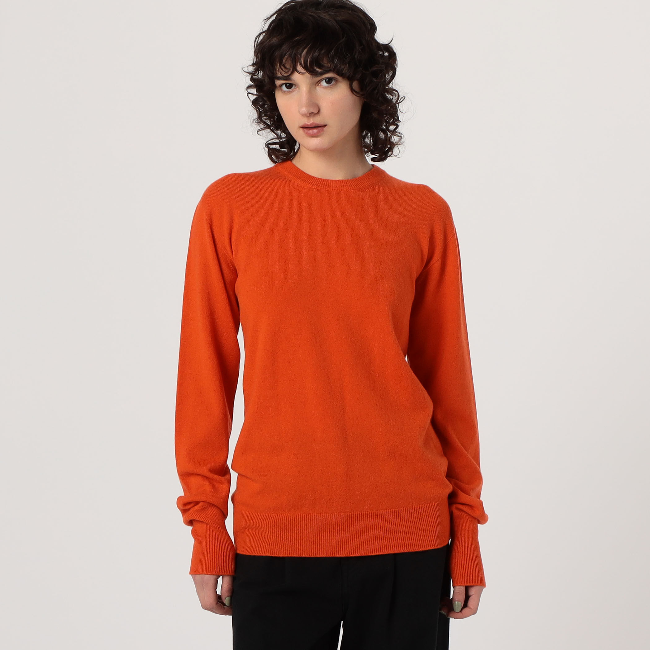 JIL SANDER / ジルサンダー | リブ切替 カシミヤ クルーネックニット | 36 | オレンジ | レディース JIL SANDER Jersey turtleneck top | NET-A-PORTER