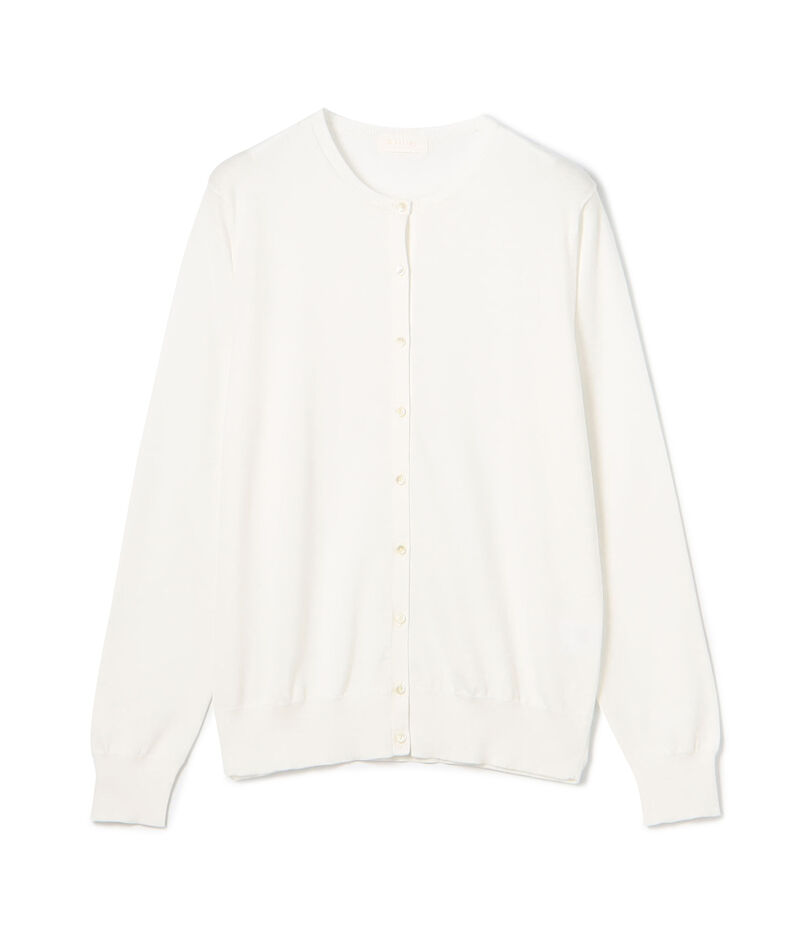 ハイゲージコットン クルーネックカーディガン
