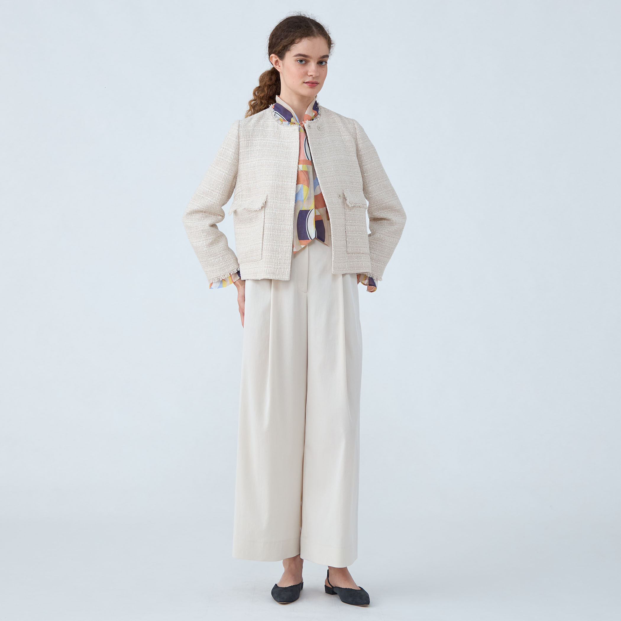 ラメミックスツイード セミダブルクルージャケット｜トゥモローランド