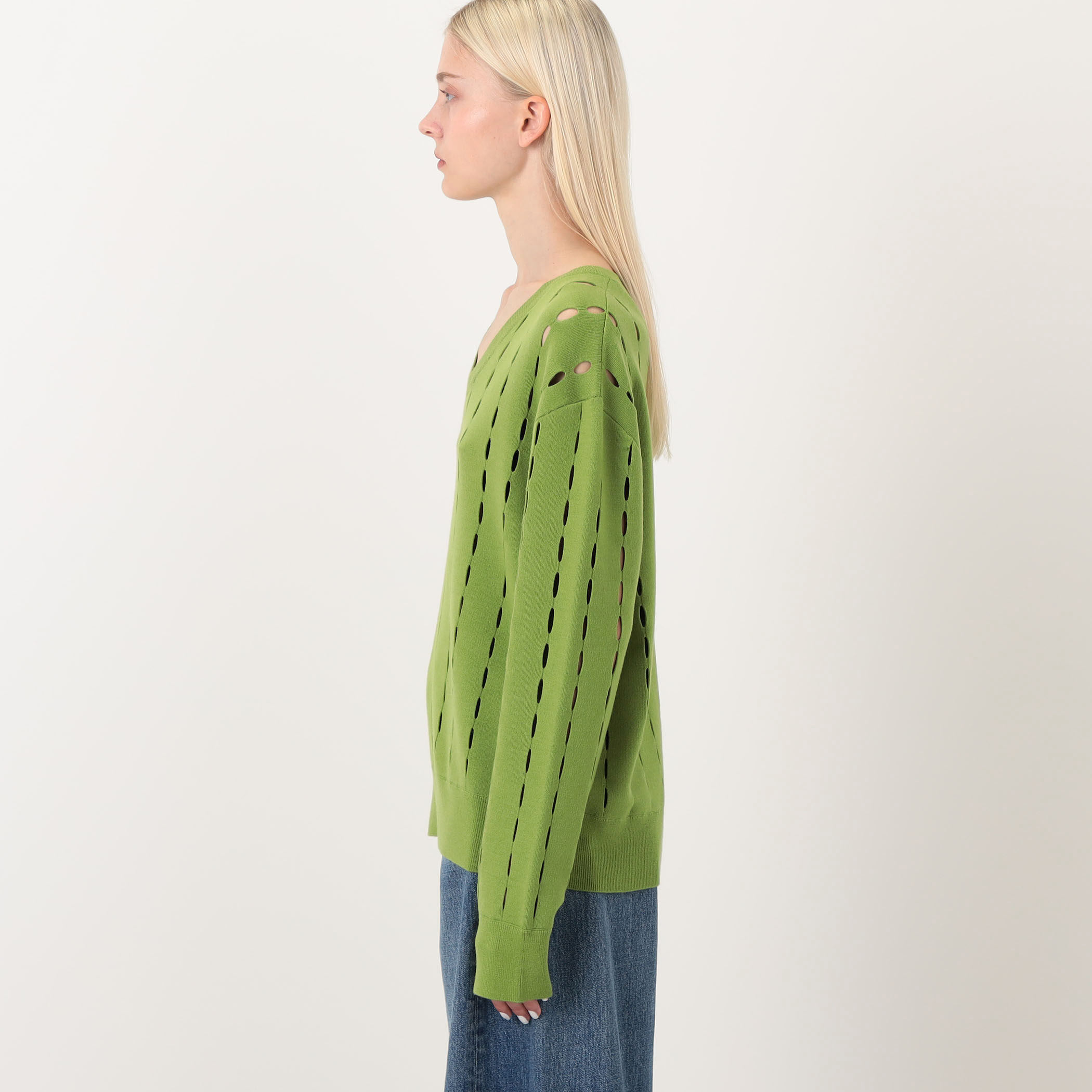 JIL SANDER デヴォレ加工　ライトグリーン ハイネック 半袖　緑　34 ZANKOV ADRIEN ウール オープンワークニット｜トゥモローランド 公式サイト