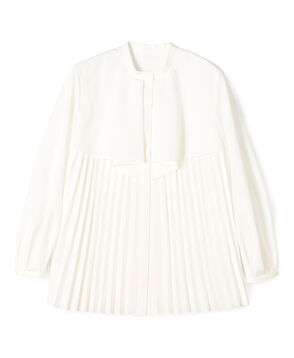 プリーツコンビ フロントドレープブラウス