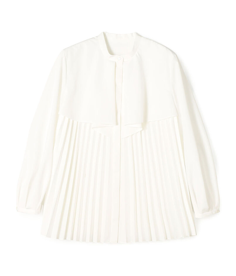 プリーツコンビ フロントドレープブラウス