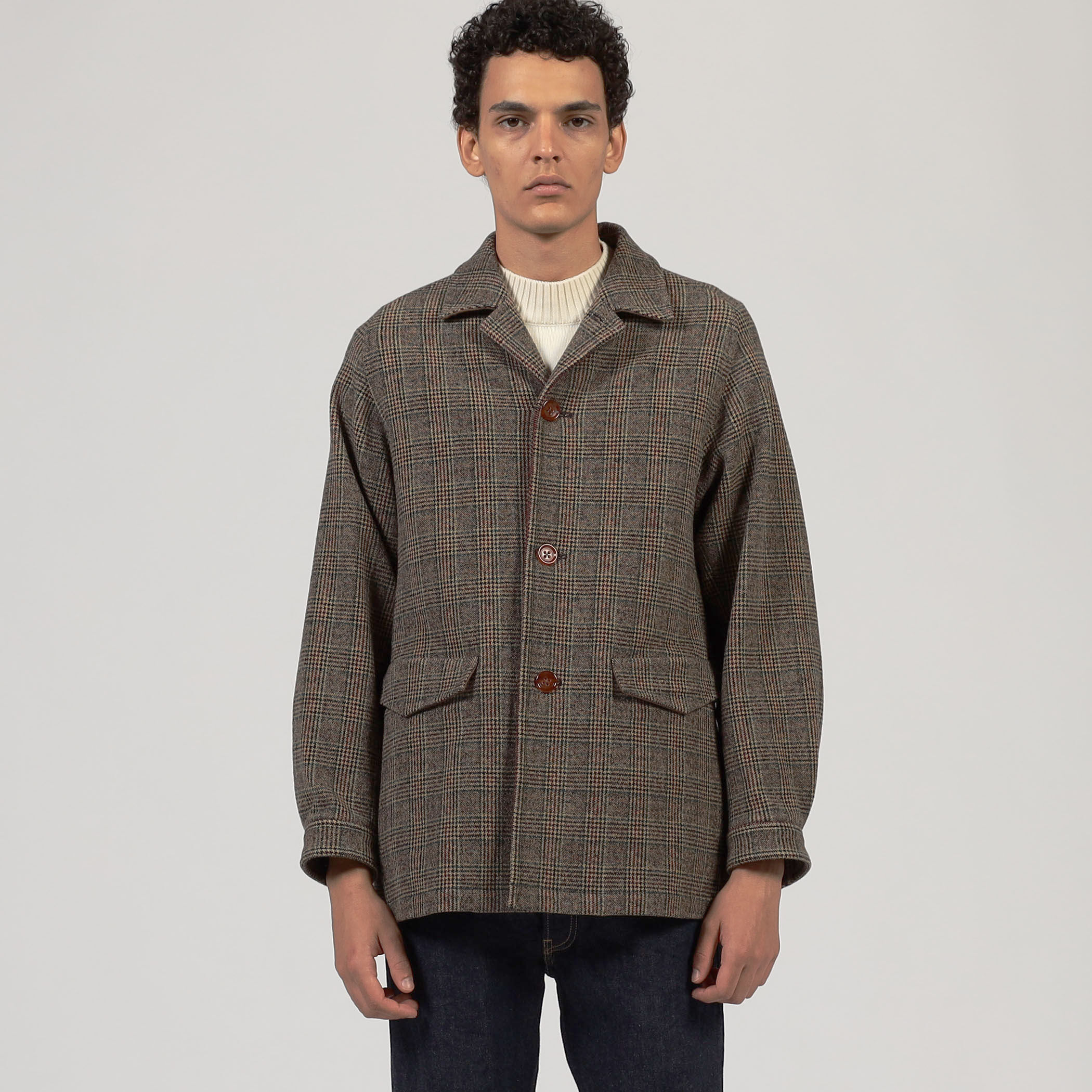 ウールナイロンポリウレタン 2WAYストレッチ ハーフコート