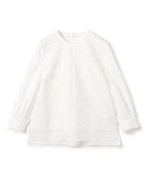 リーフエンブロイダリー コンビプルオーバーブラウス