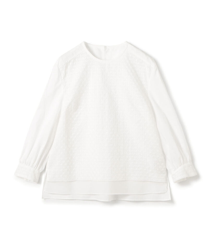 リーフエンブロイダリー コンビプルオーバーブラウス