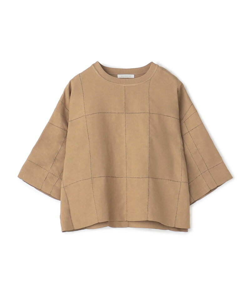 リブコンビフレンチリネン ワイドシャツ