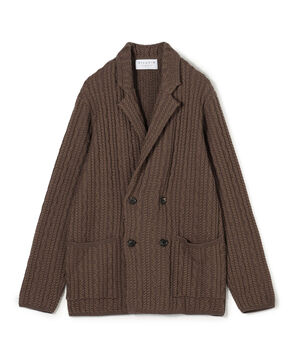 ウールケーブルニット ダブルブレスト4Bジャケット