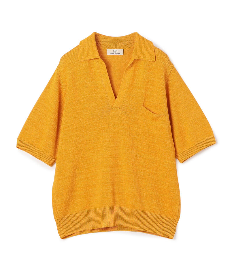 レーヨンコットンペーパー スキッパープルオーバーニット