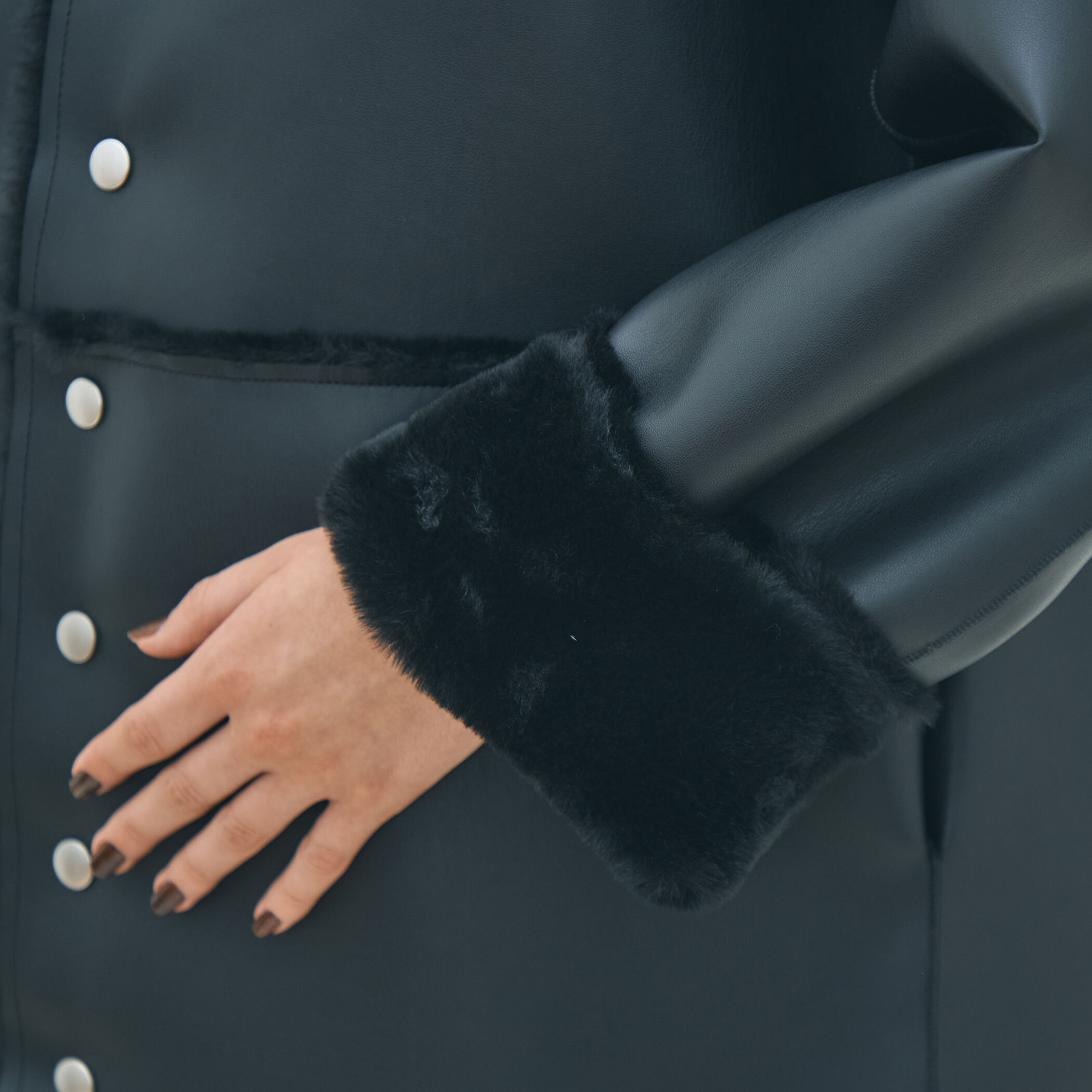 MACPHEEフェイクムートン リバーシブルショートコート MACPHEE ノーカラーコート コート フェイクムートン