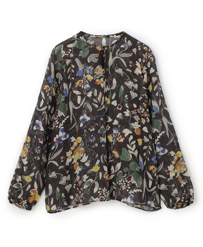 マンダフラワープリント ボウタイブラウス