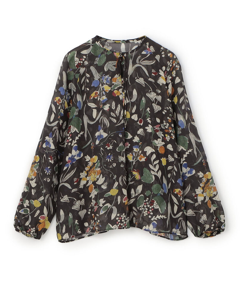 マンダフラワープリント ボウタイブラウス