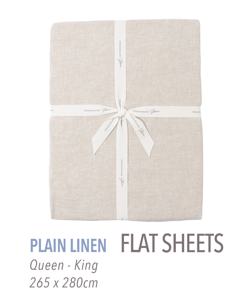 プレーンリネン フラットシーツ（クイーン～キング）