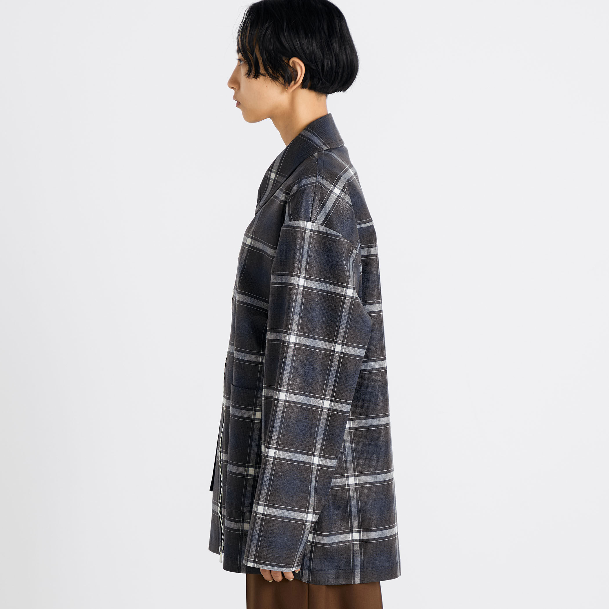 箔コーティングチェック ジップブルゾン｜トゥモローランド 公式通販