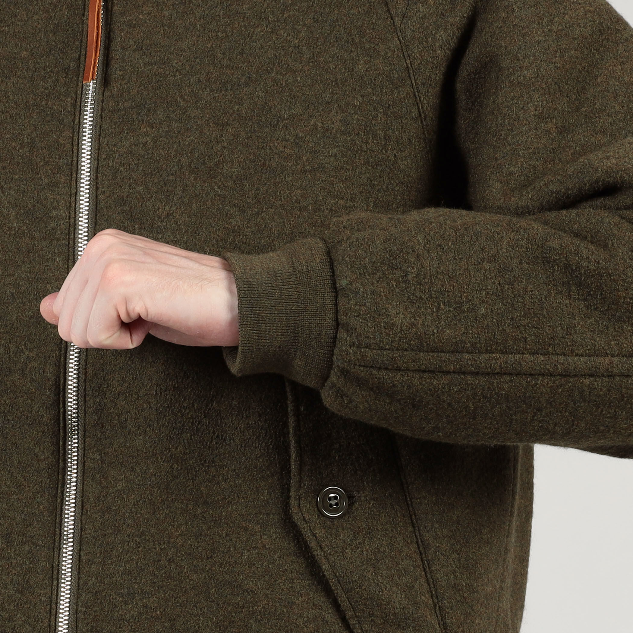 キルトライニング ウールニット ジップアップブルゾン