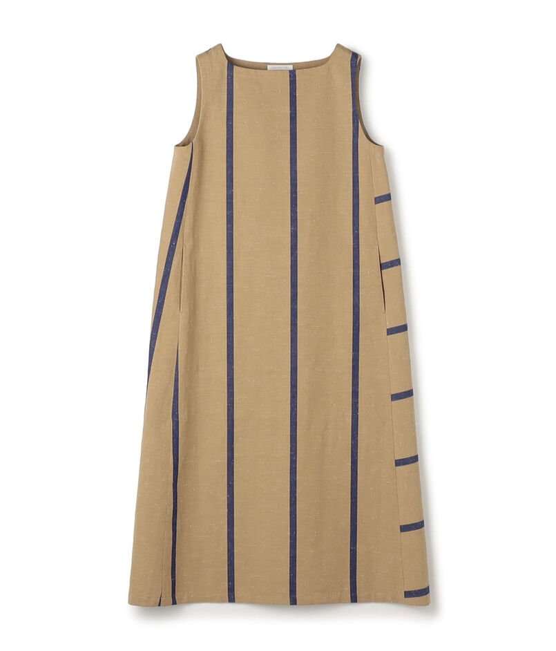 リネンコットンストライプ Aラインワンピース