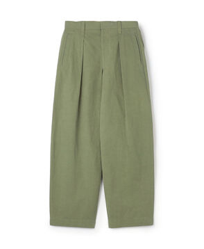 コットンリネンスラブ 1プリーツカーブパンツ
