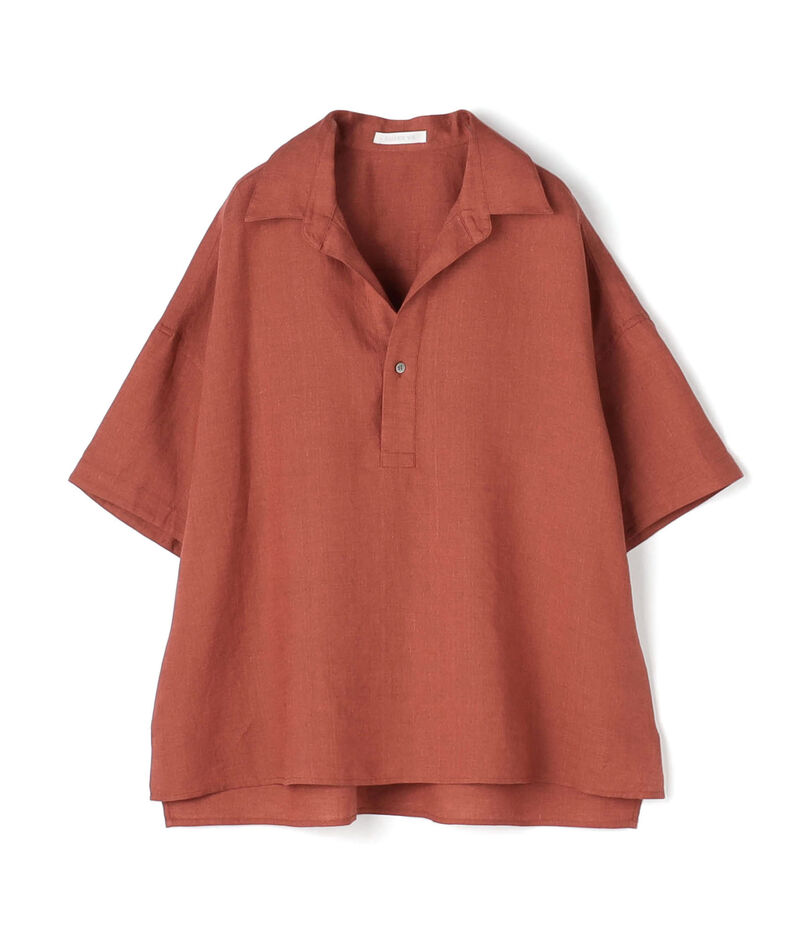 リネンポプリン ポロカラーブラウス